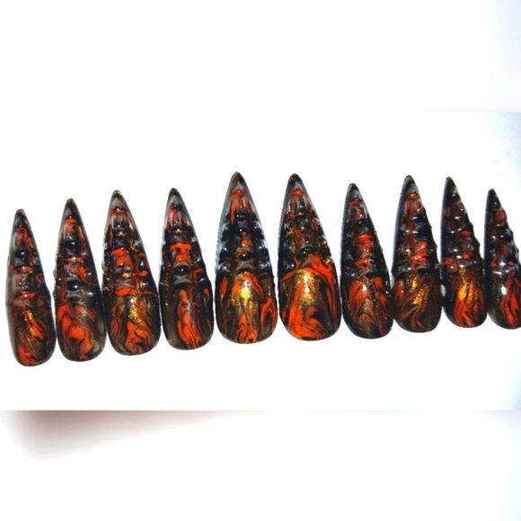 Hand crafted custom print 10pc short acrylic press on nails sz Small - Picture 3 of 6